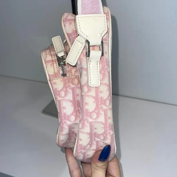 Christian Dior Vintage Y2K Trotter Monogram Pink/OffWhite Crossbody Shoulder Bag - Picture 14 of 16